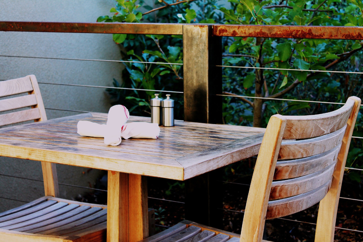 Table outside on a patio